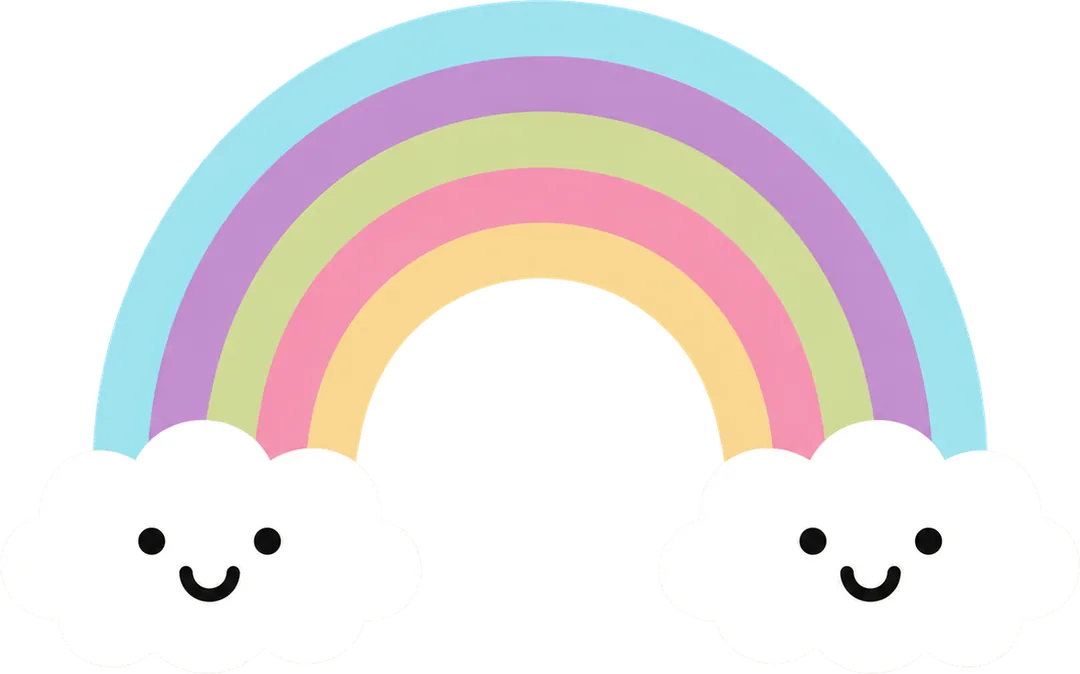 Arcoíris con nubes sonrientes